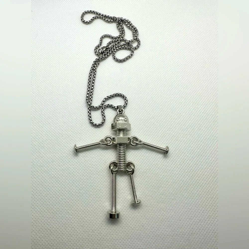 Robot nuts and‎ bolts necklace pendant​ 🦕